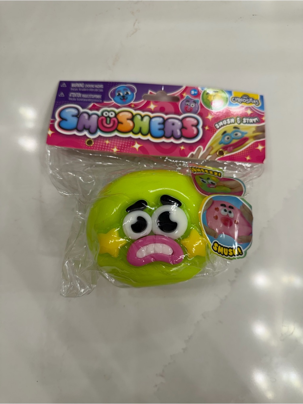 Smushers Neon Green Squishy Face Plush Toy by Smushers